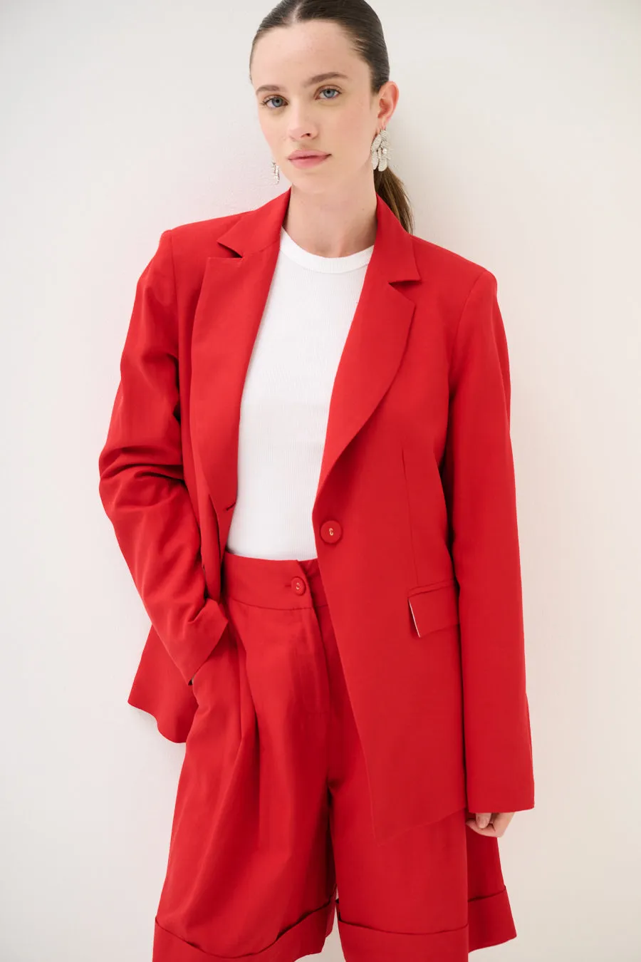 Tailored double-button structured classic blazer wholesale