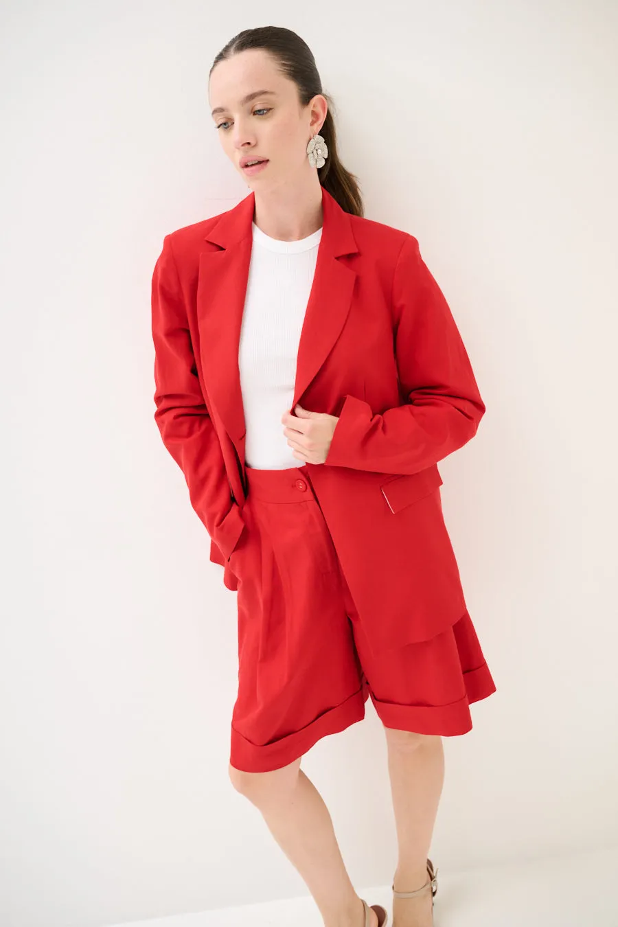 Tailored double-button structured classic blazer wholesale