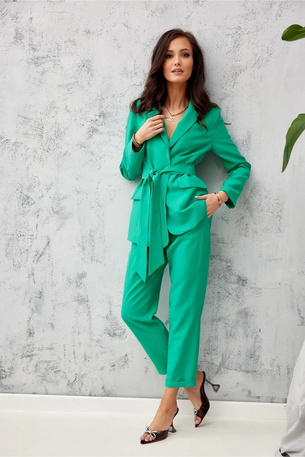 Tailored High-Rise Straight Trousers