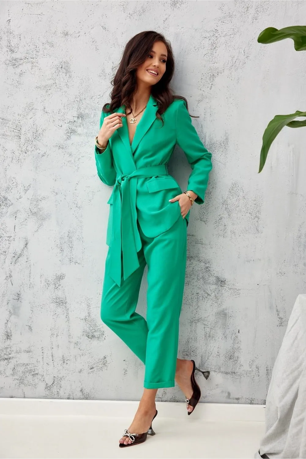 Tailored High-Rise Straight Trousers