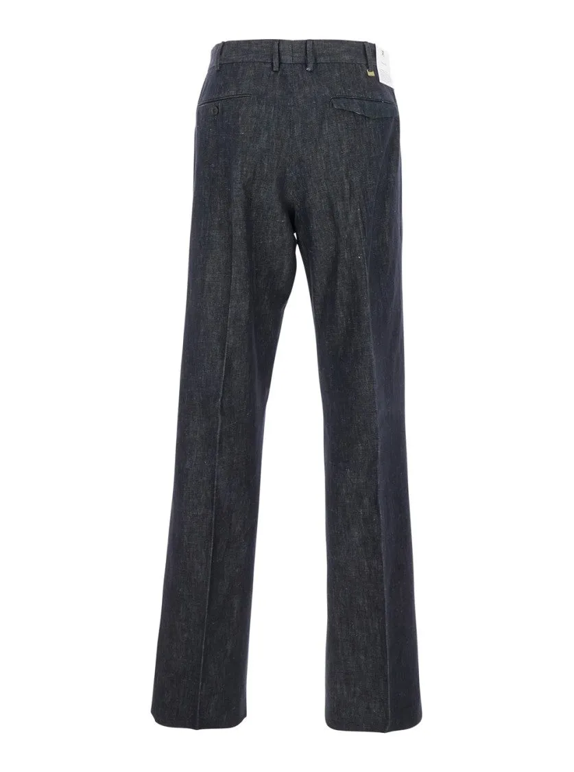 Tailored Pants With Pend Detailing In Cotton-Linen Blend