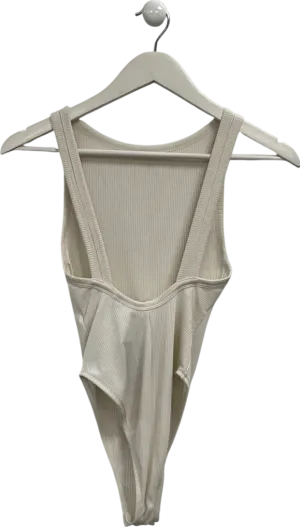 Topshop White Ribbed Bodysuit UK 6