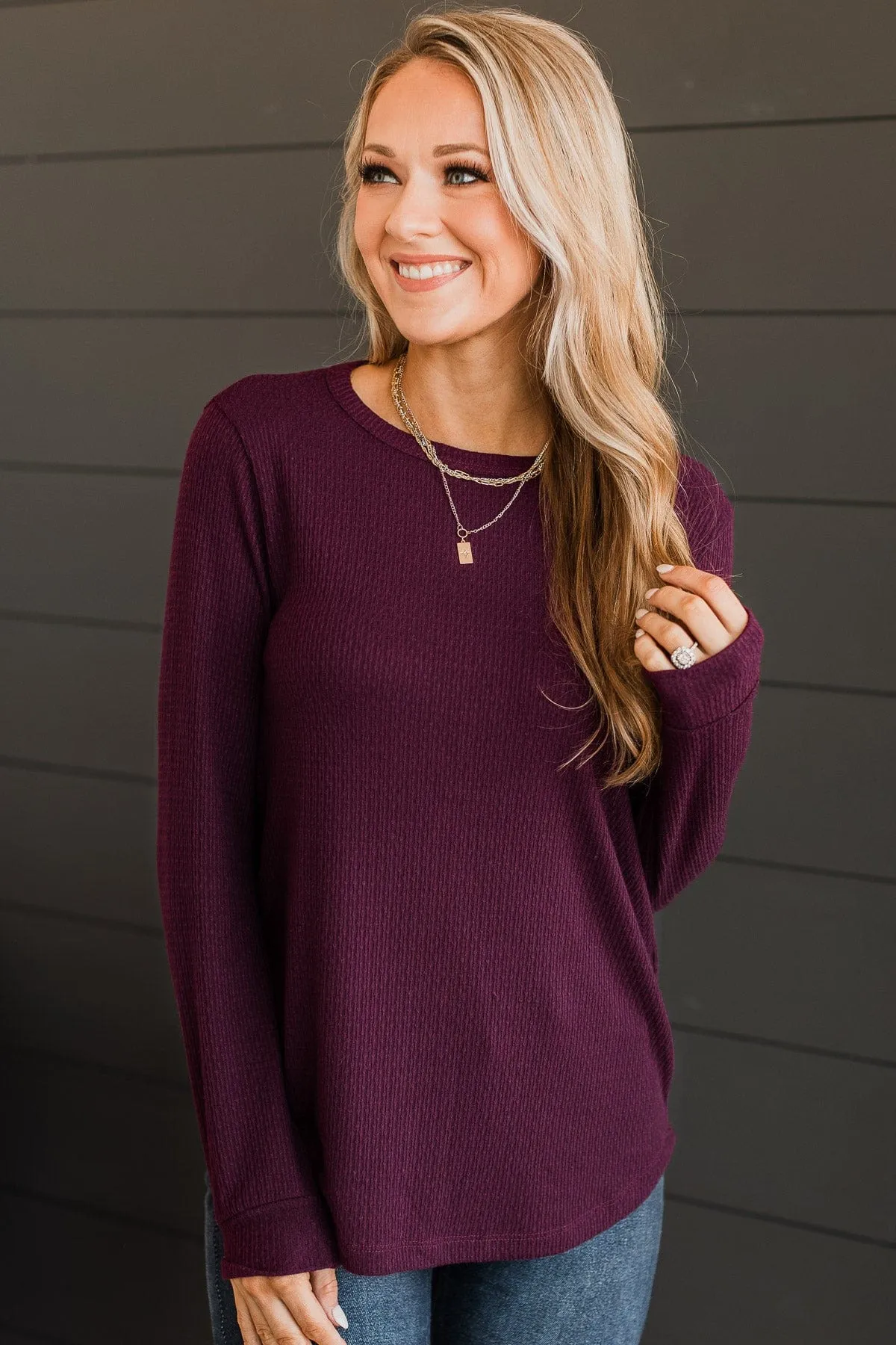 Try To Resist Long Sleeve Top- Dark Plum