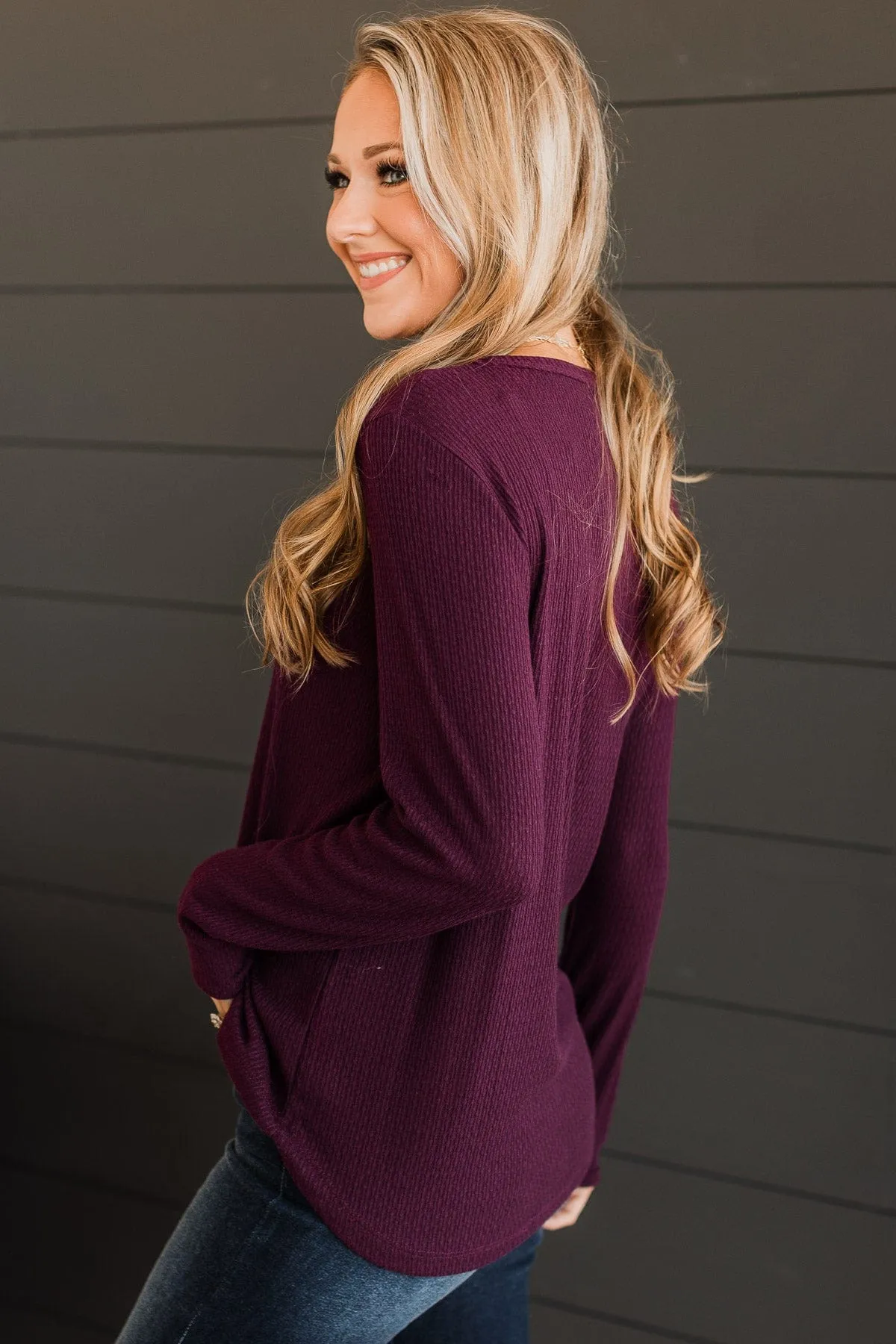 Try To Resist Long Sleeve Top- Dark Plum