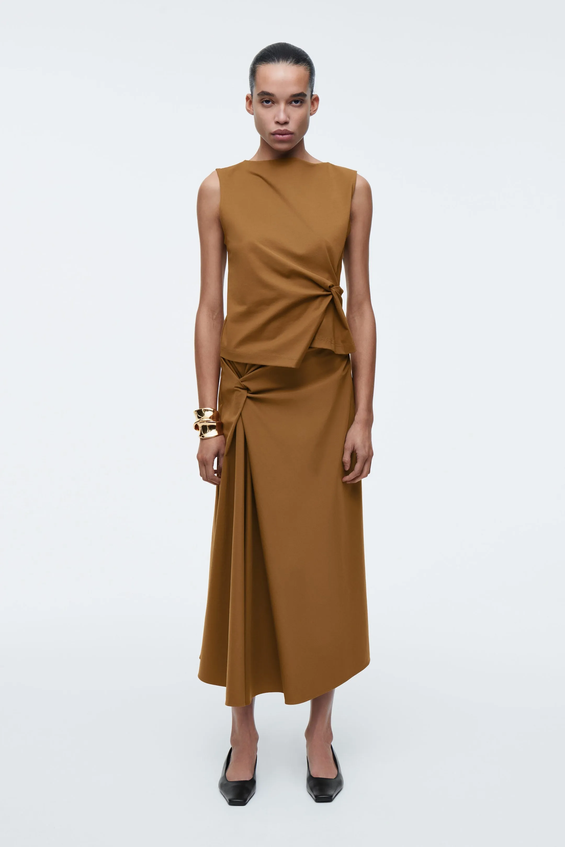 Twist-detail midi skirt