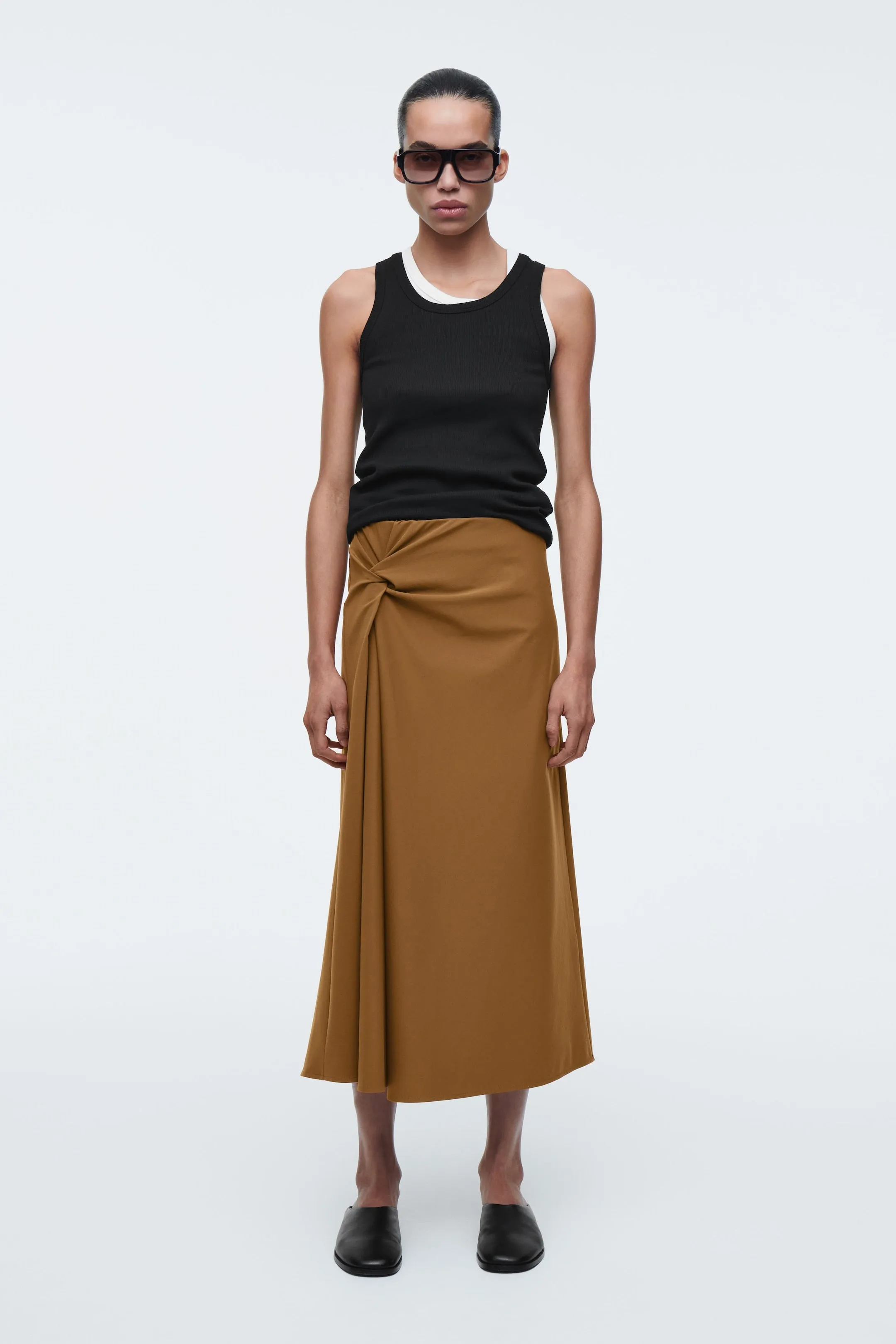 Twist-detail midi skirt