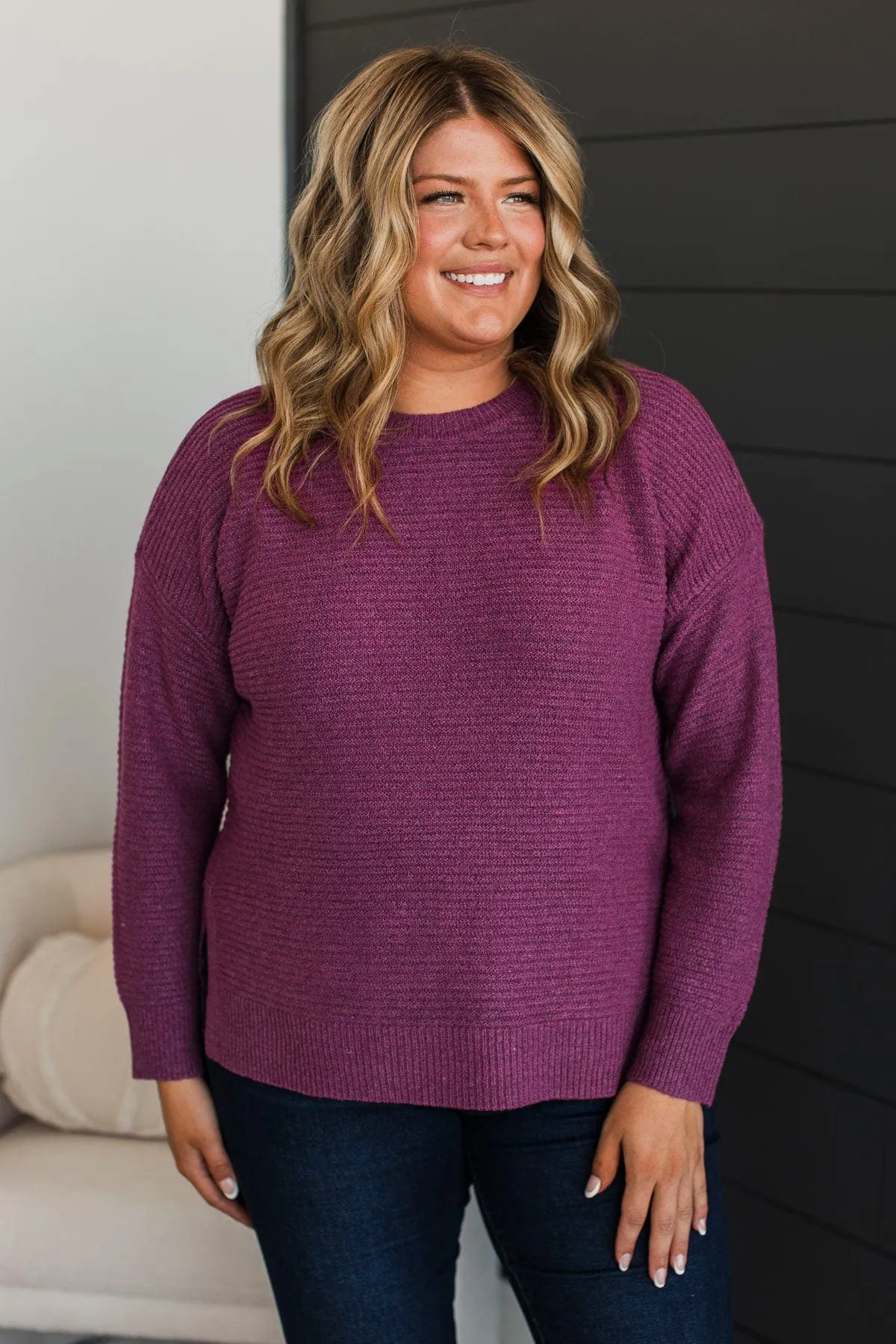 Unbelievably Sweet Ribbed Sweater- Magenta