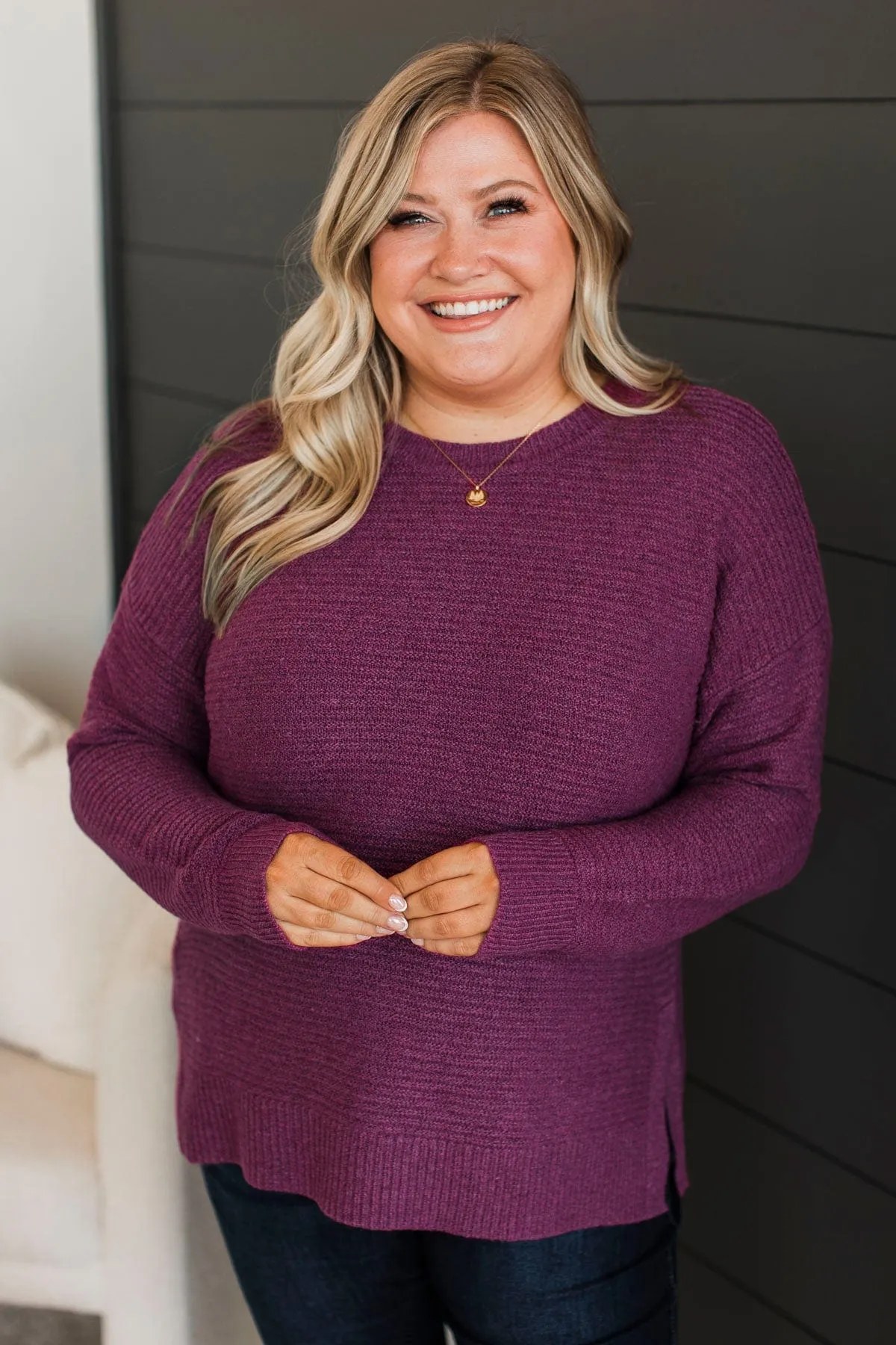 Unbelievably Sweet Ribbed Sweater- Magenta