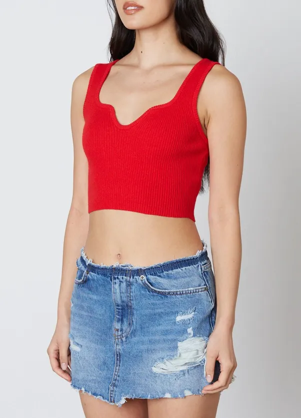 V Neck Ribbed Cropped Top