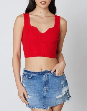 V Neck Ribbed Cropped Top