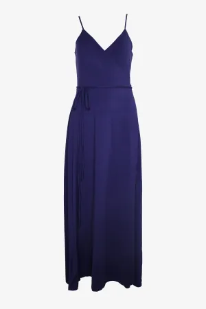 V-Neck Wrap Midi Dress in Deep Sea
