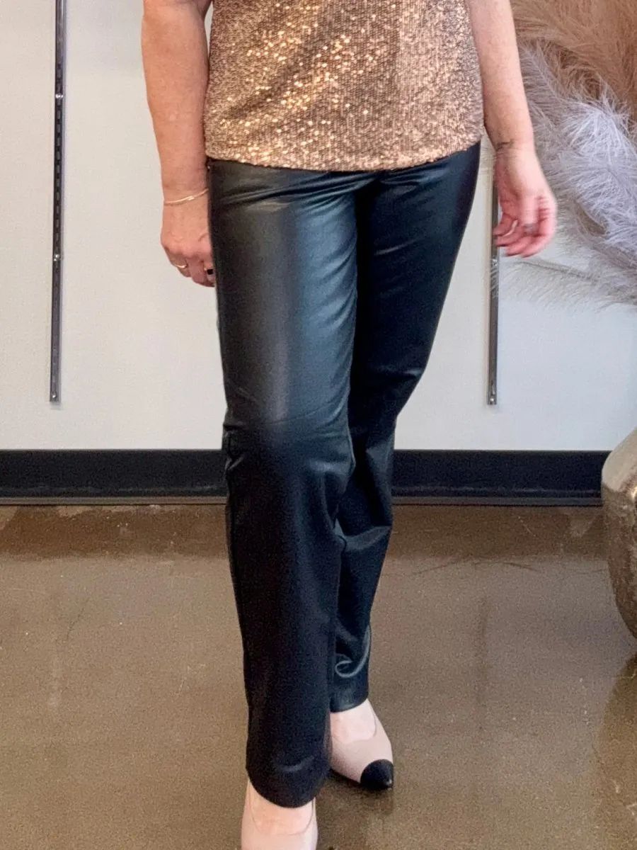 Vegan Leather High-Rise Pants-FINAL SALE