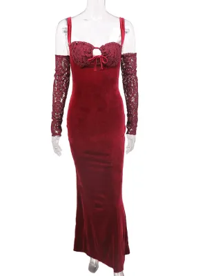 VELVET MAXI DRESS IN WINE