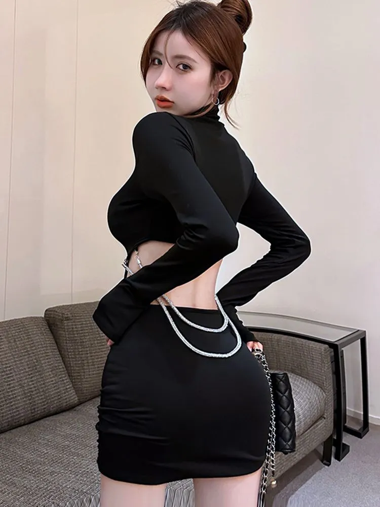 Waist-revealing hollow chain hip skirt  KF705674