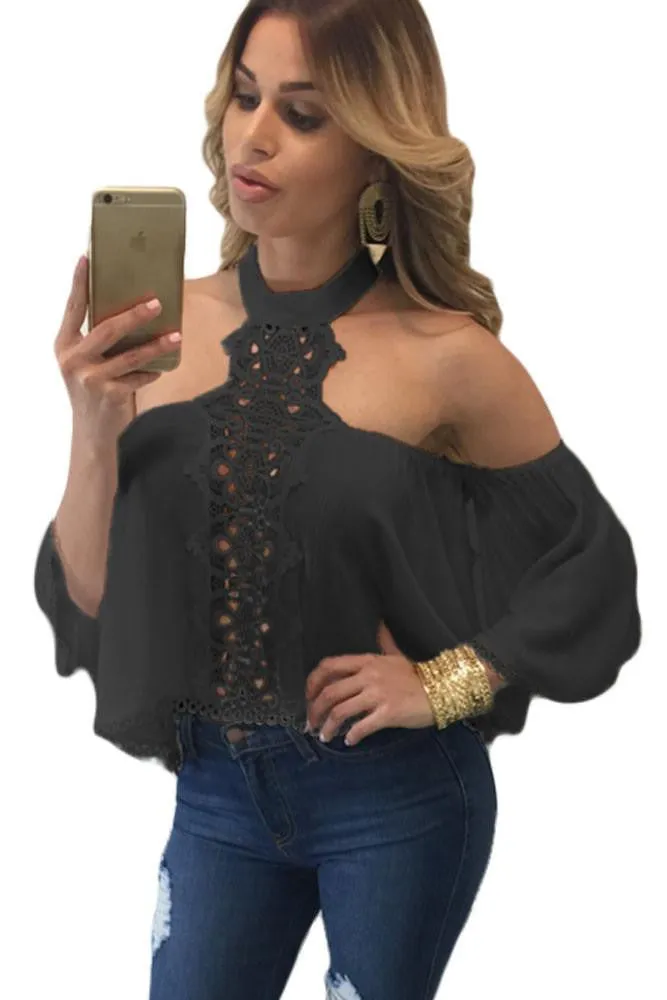Women Style Off Shoulder Tops est Woman White Neck Bare Shoulders Flare Crop Top
