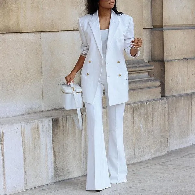 Women’s Double-Breasted Blazer Pant Set – Power Dressing with Polished Elegance