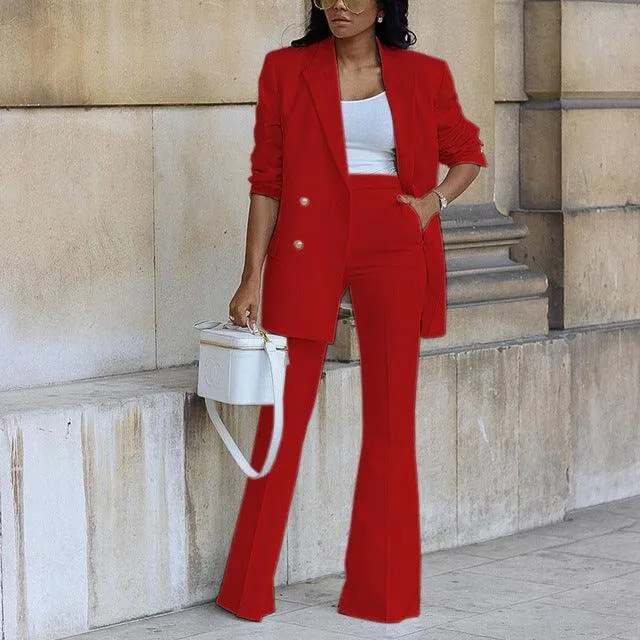 Women’s Double-Breasted Blazer Pant Set – Power Dressing with Polished Elegance