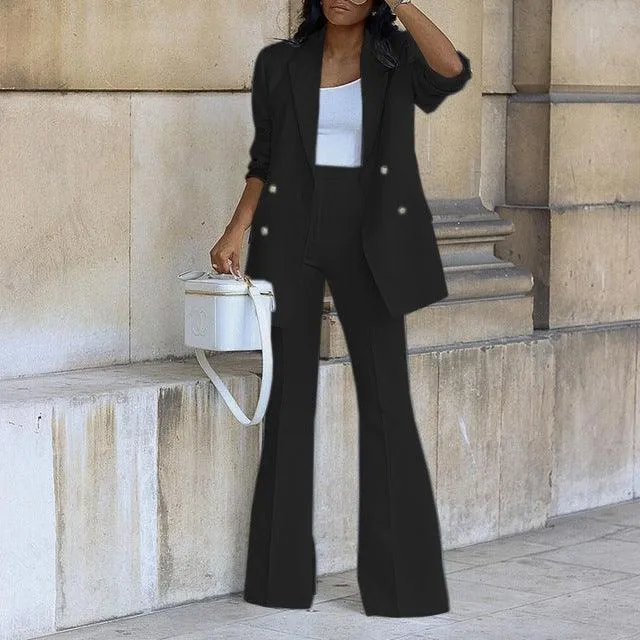 Women’s Double-Breasted Blazer Pant Set – Power Dressing with Polished Elegance