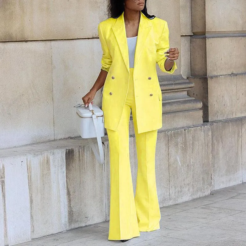 Women’s Double-Breasted Blazer Pant Set – Power Dressing with Polished Elegance