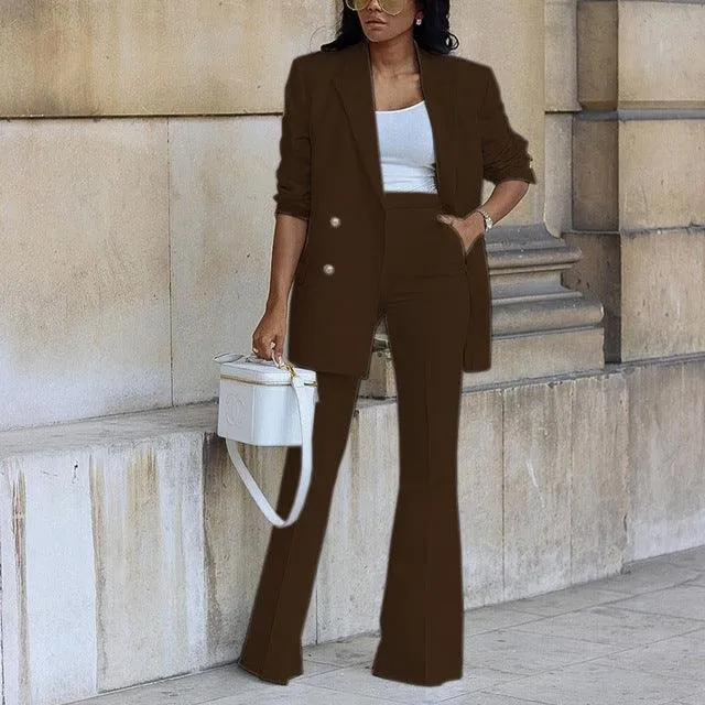 Women’s Double-Breasted Blazer Pant Set – Power Dressing with Polished Elegance