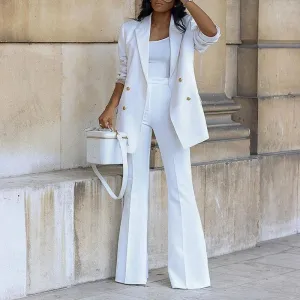 Women’s Double-Breasted Blazer Pant Set – Power Dressing with Polished Elegance