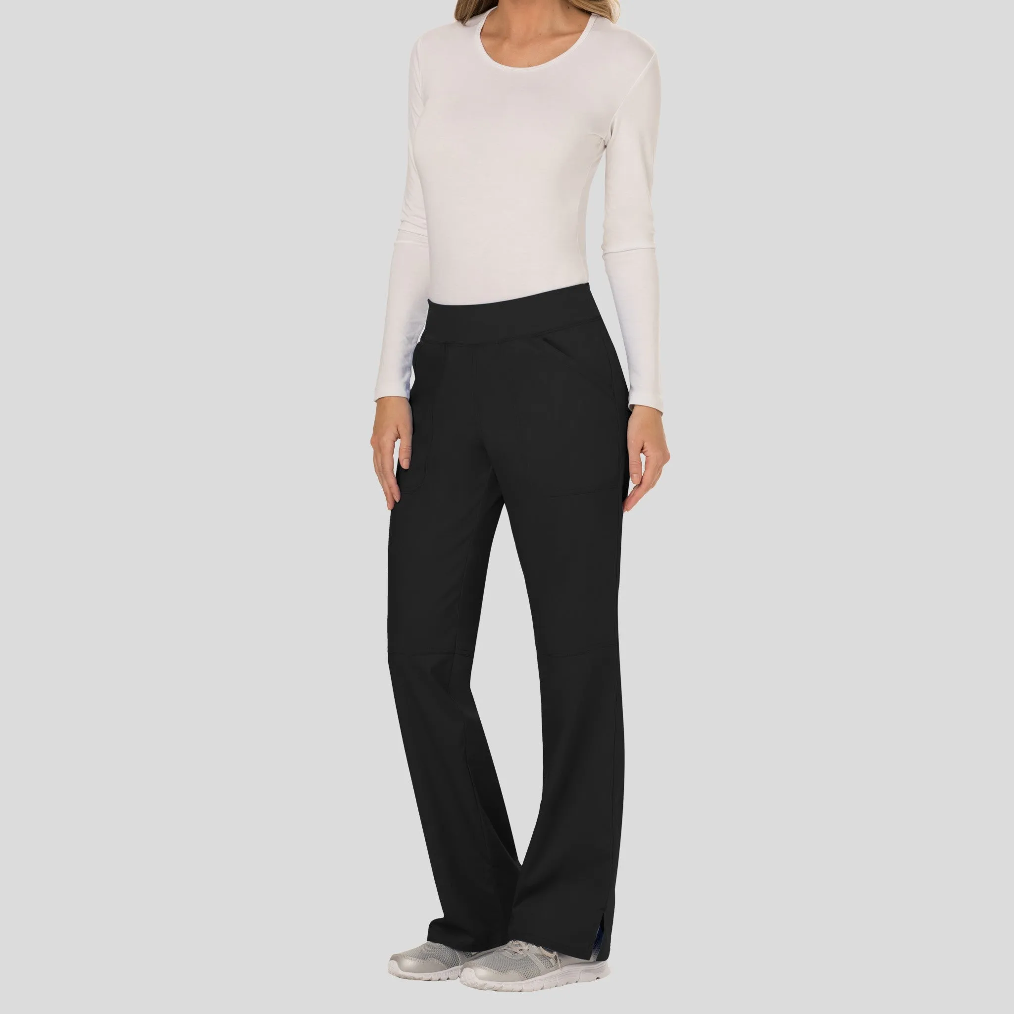 Women's Elastic Waistband Cargo Pull-On Scrub Pant | Black