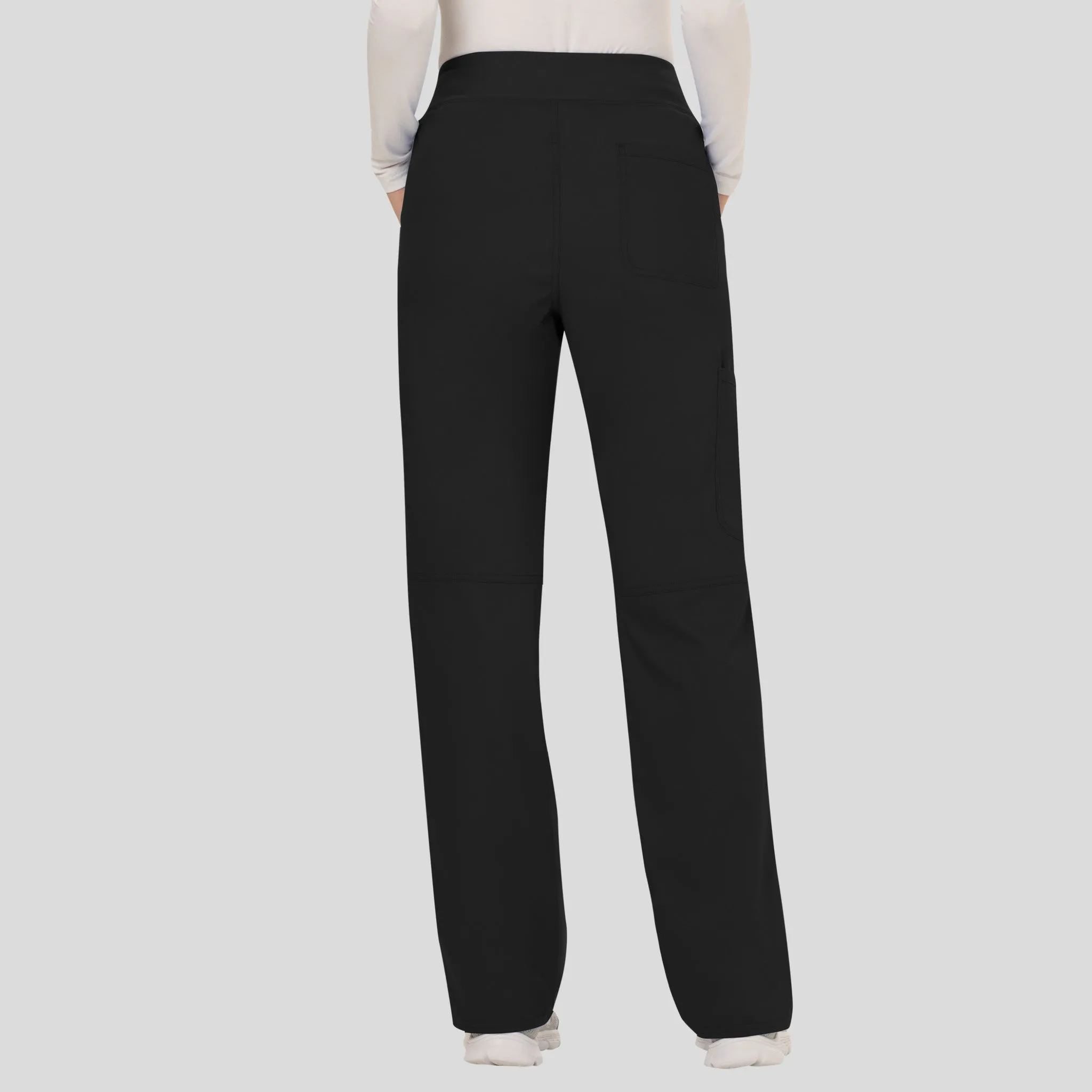 Women's Elastic Waistband Cargo Pull-On Scrub Pant | Black