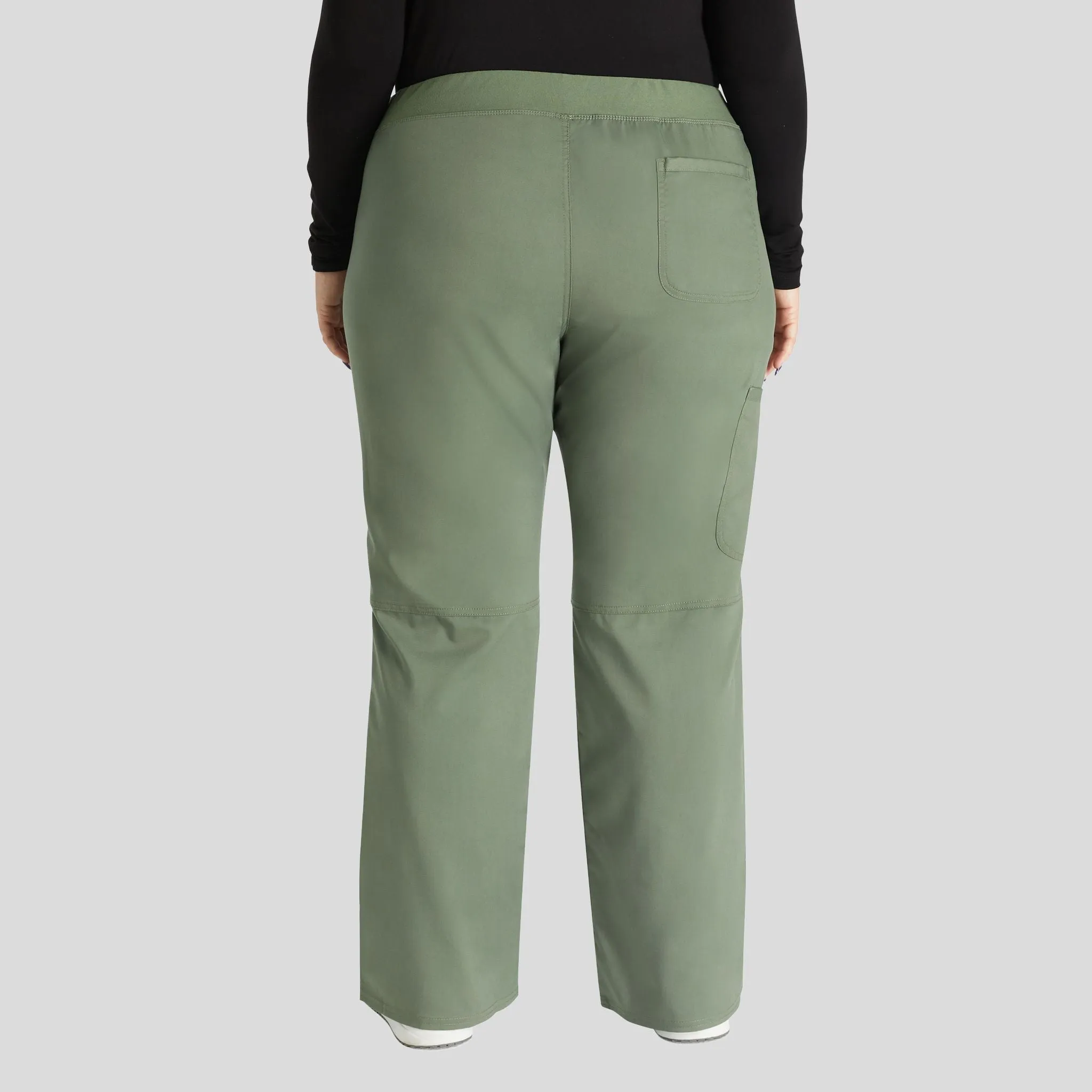 Women's Elastic Waistband Cargo Pull-On Scrub Pant | Olive