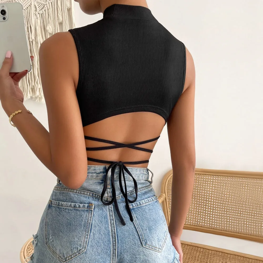 Women's New Sexy Slim Sleeveless Strap Crop Tops