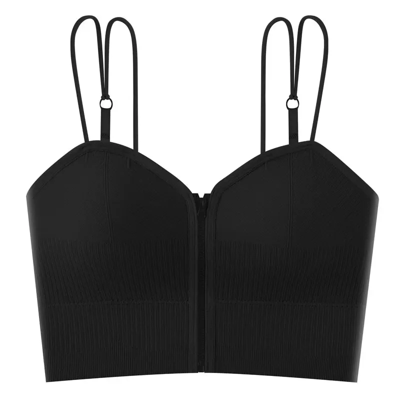 Women's Seamless Crop Tops - Sports Tank Top, Vneck Ribbed Bralette, Sexy Lingerie Cami