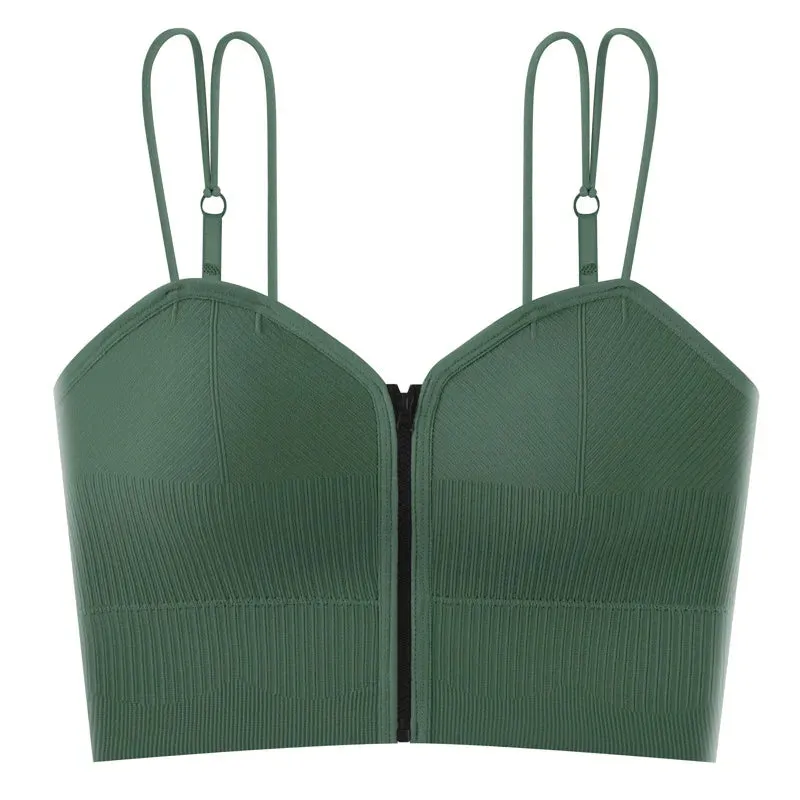 Women's Seamless Crop Tops - Sports Tank Top, Vneck Ribbed Bralette, Sexy Lingerie Cami