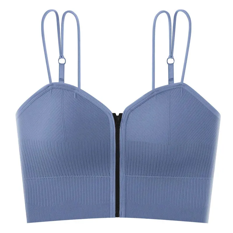 Women's Seamless Crop Tops - Sports Tank Top, Vneck Ribbed Bralette, Sexy Lingerie Cami