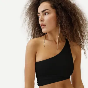 Women's Sexy Strap One Shoulder Backless Crop Top