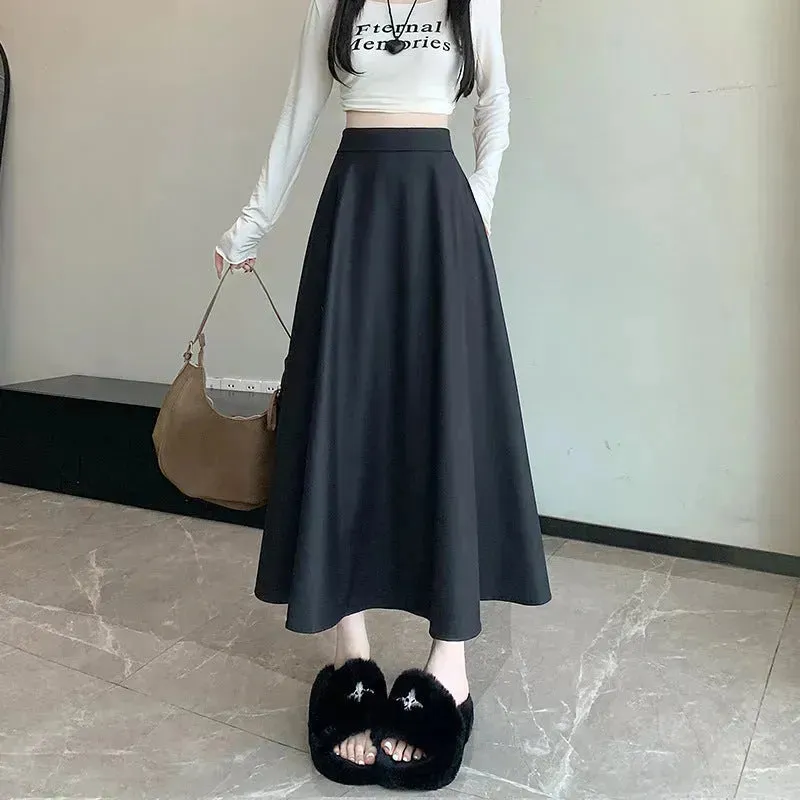 Women's Skirt Drooping Slimming High Waist A- Line Circle Midi flared Skirt
