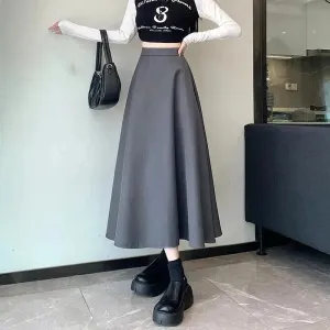 Women's Skirt Drooping Slimming High Waist A- Line Circle Midi flared Skirt