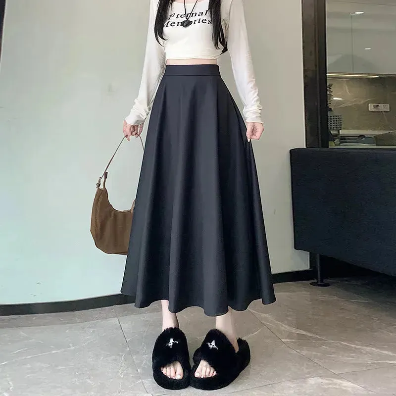Women's Skirt Drooping Slimming High Waist A- Line Circle Midi flared Skirt