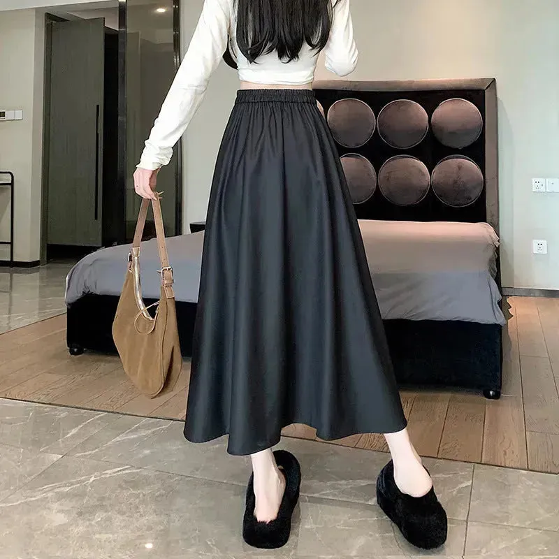 Women's Skirt Drooping Slimming High Waist A- Line Circle Midi flared Skirt
