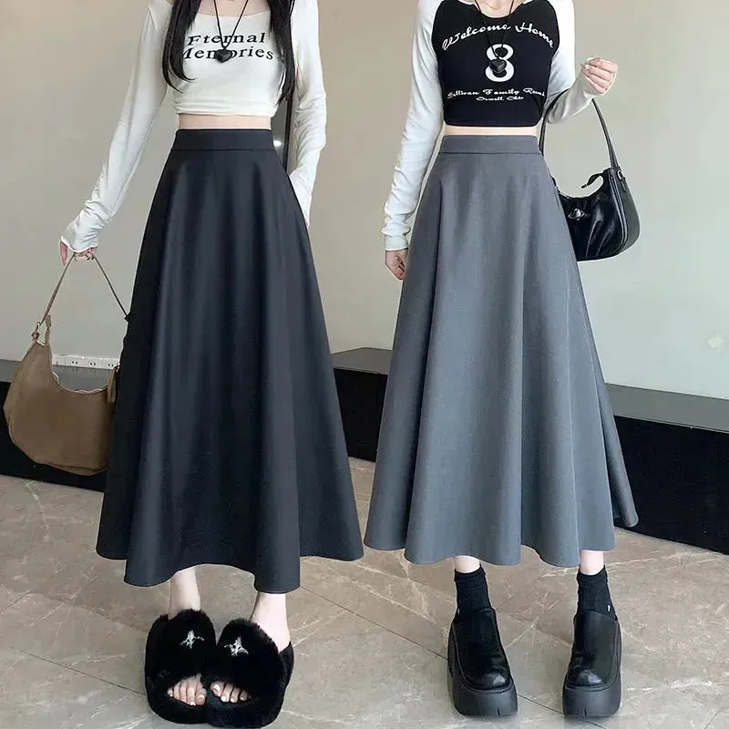 Women's Skirt Drooping Slimming High Waist A- Line Circle Midi flared Skirt