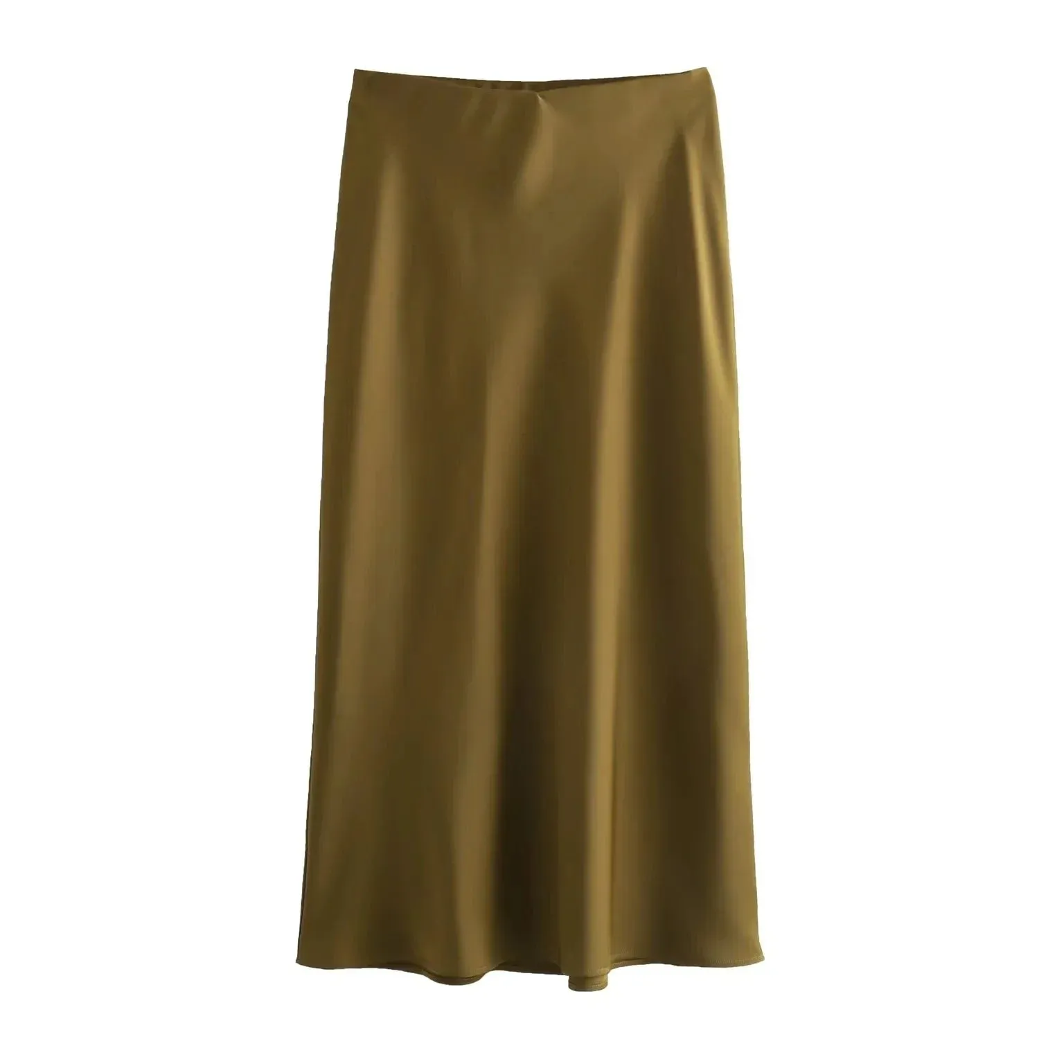 Women's Skirts Basic Satin Skirt High Waist Stylish Long Skirts Midi Chic And Elegan