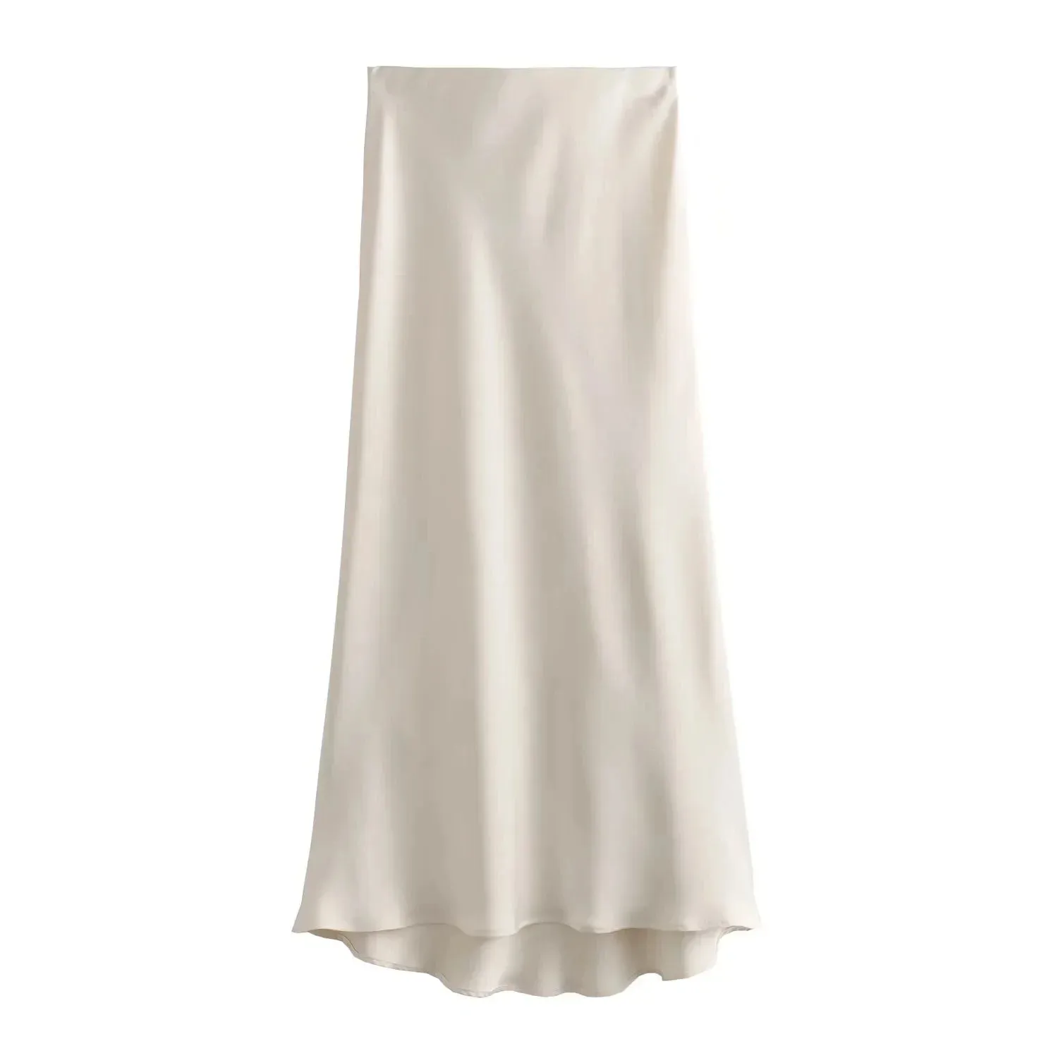 Women's Skirts Basic Satin Skirt High Waist Stylish Long Skirts Midi Chic And Elegan