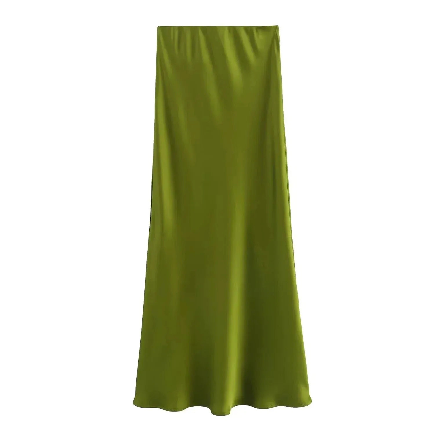 Women's Skirts Basic Satin Skirt High Waist Stylish Long Skirts Midi Chic And Elegan