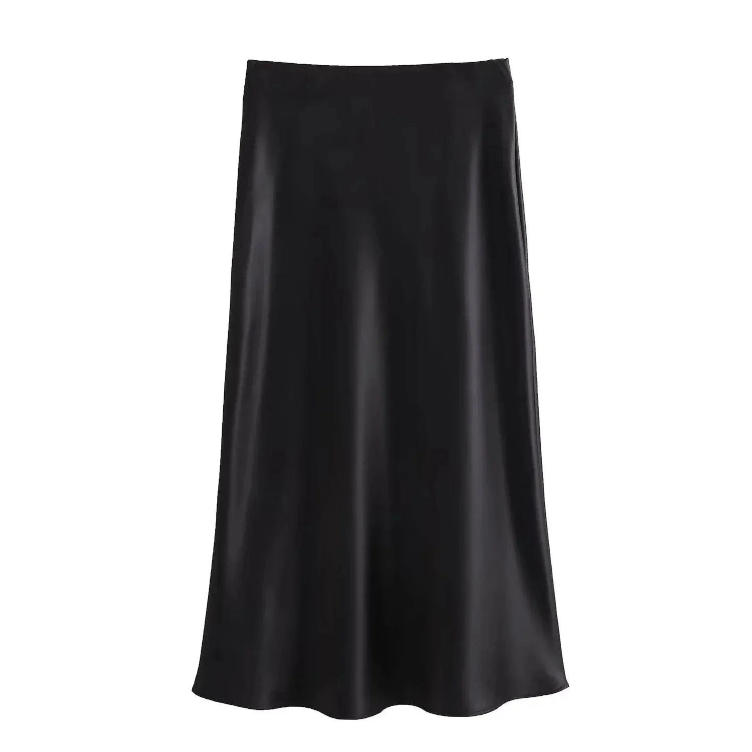 Women's Skirts Basic Satin Skirt High Waist Stylish Long Skirts Midi Chic And Elegan