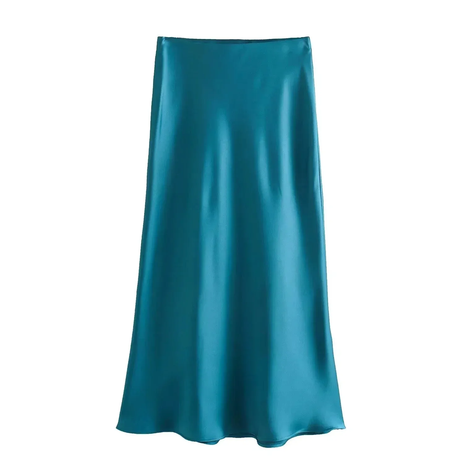 Women's Skirts Basic Satin Skirt High Waist Stylish Long Skirts Midi Chic And Elegan