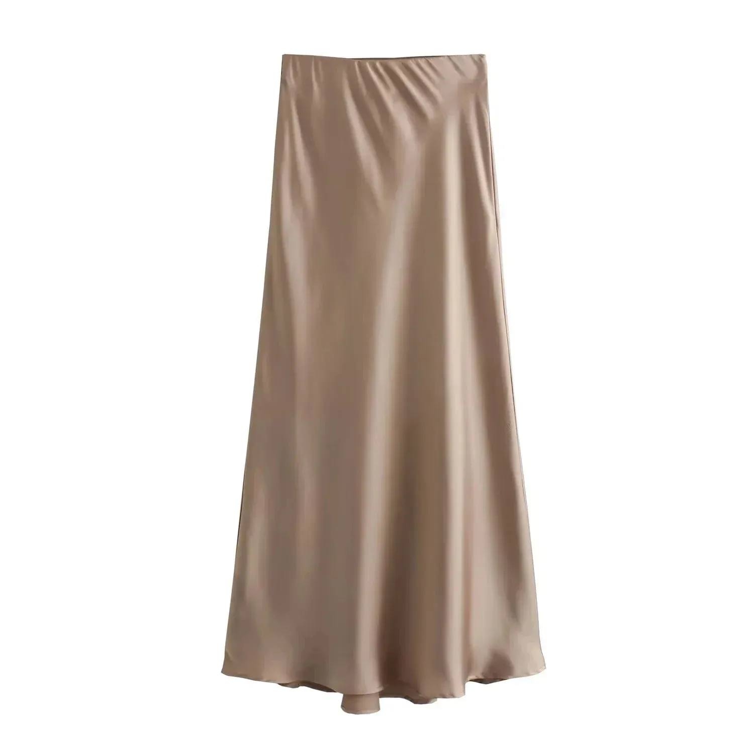 Women's Skirts Basic Satin Skirt High Waist Stylish Long Skirts Midi Chic And Elegan