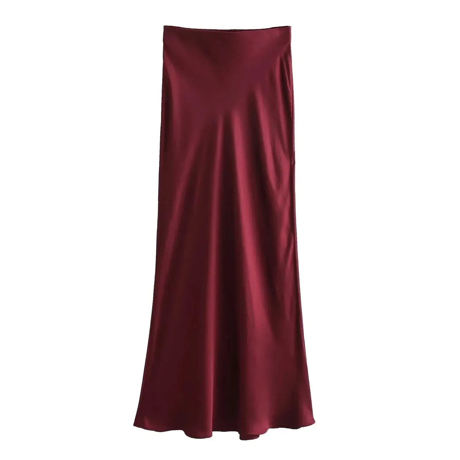Women's Skirts Basic Satin Skirt High Waist Stylish Long Skirts Midi Chic And Elegan