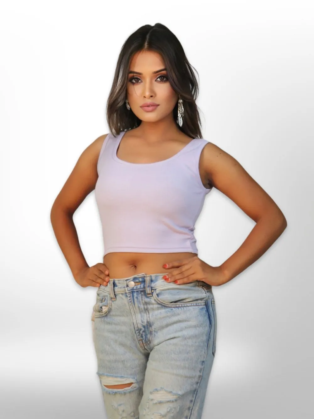 Women's Tank Casual Plain Rib Crop Tops