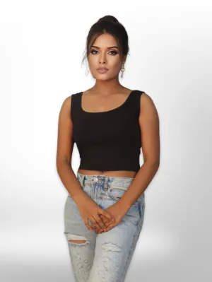 Women's Tank Casual Plain Rib Crop Tops