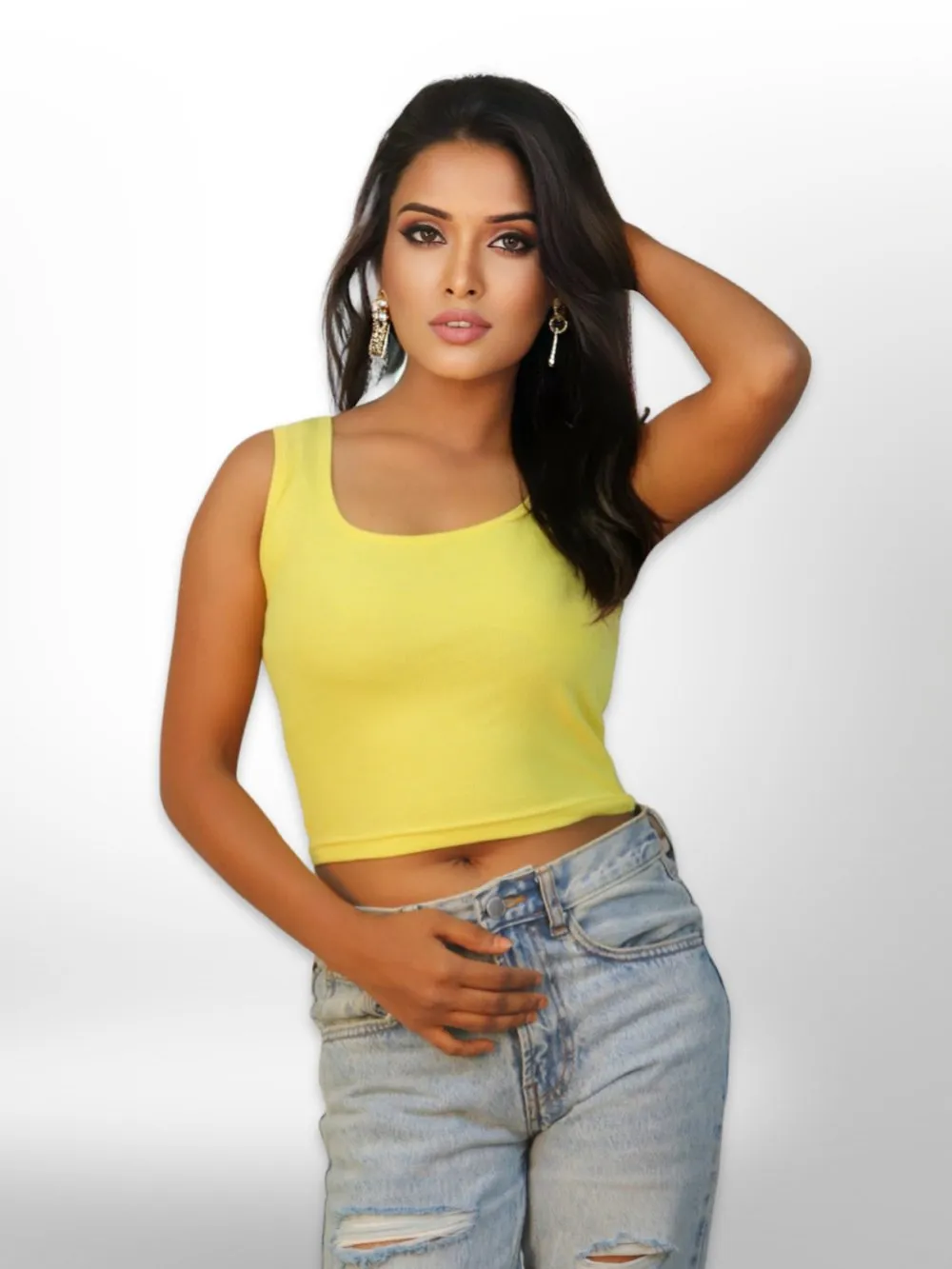 Women's Tank Casual Plain Rib Crop Tops