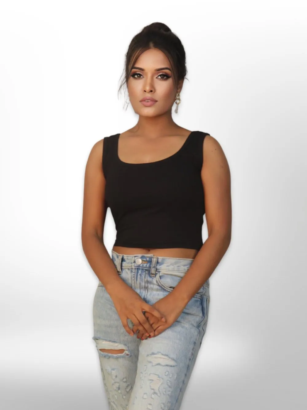 Women's Tank Casual Plain Rib Crop Tops