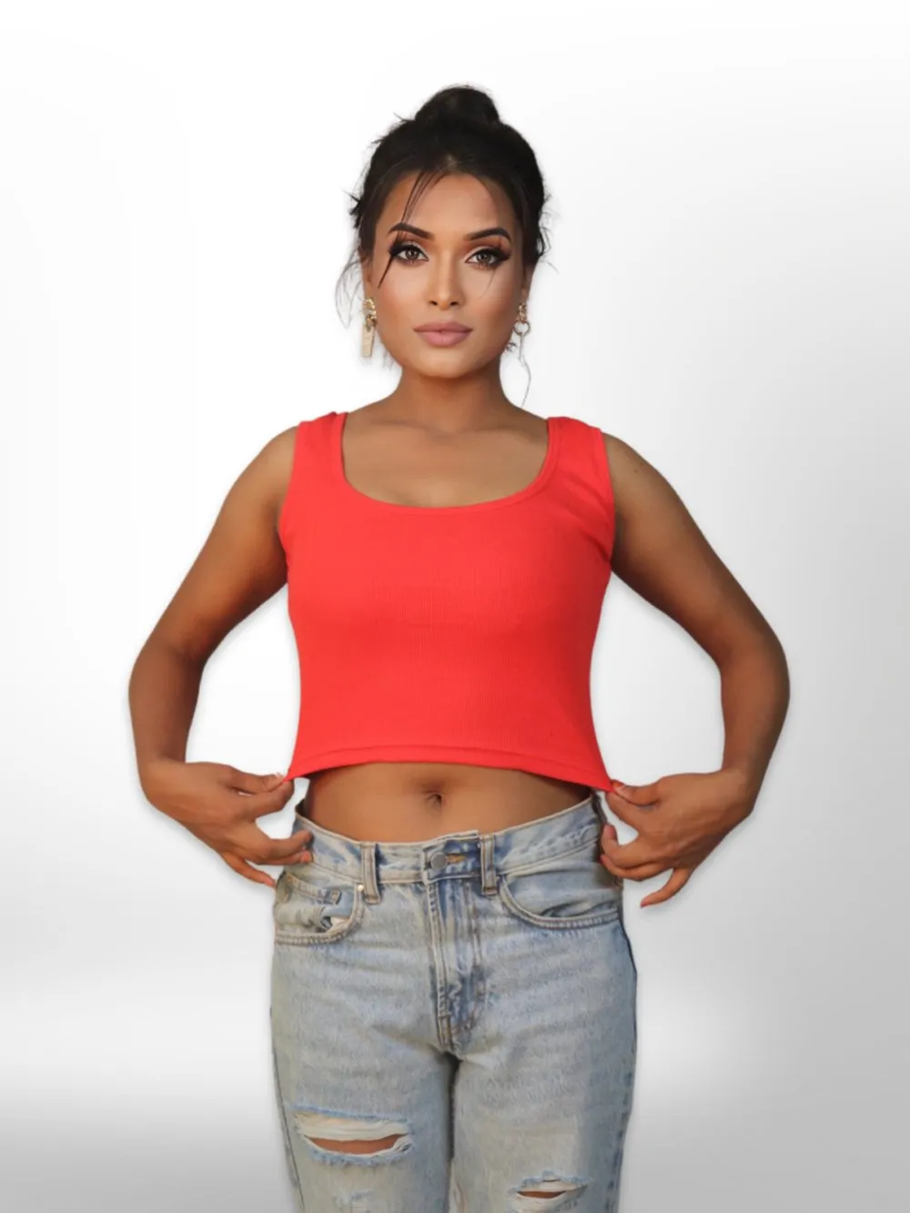 Women's Tank Casual Plain Rib Crop Tops